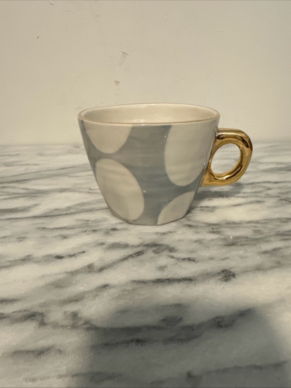 Anthropologie Bridget Bodenham Gray and White Polka Dot Ceramic Mug - Picture 7 of 7